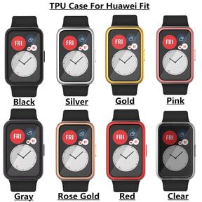 TPU Frame Soft Slim Cover Watch Case For Huawei Fit -Silver