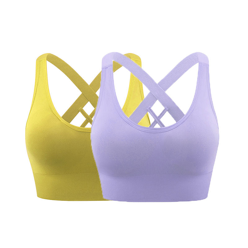 2 Pcs High Impact Sports Bra Medium Support Quick Dry Athletic Vest-Set5