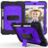 Rainbow iPad Case Armor Cover With Pencil Holder For iPad 7 10.2 2019-Black&Purple