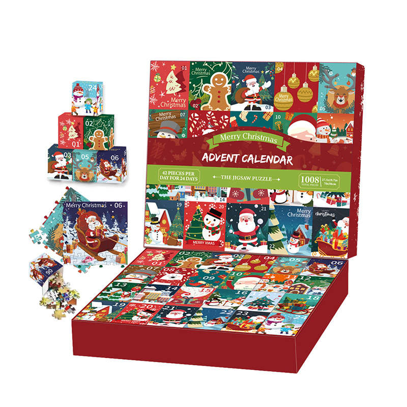 Christmas Jigsaw Puzzles 24 Days Countdown Calendar for Kids Adults Gift-E