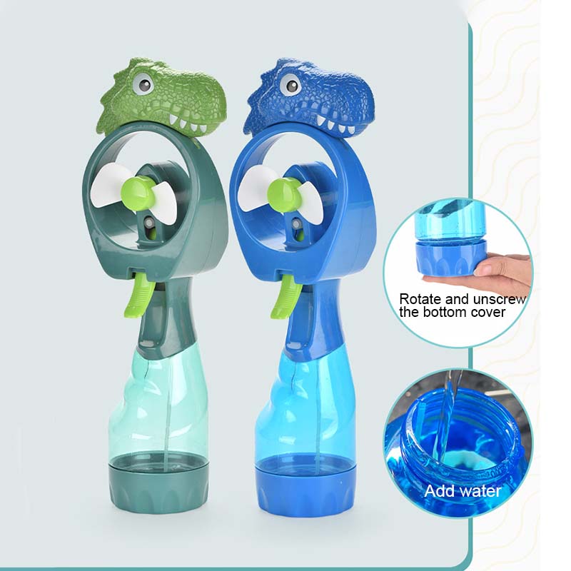 3Pcs Portable Mini Fan Adorable Dinosaur Handheld Water Mist Spray Fan