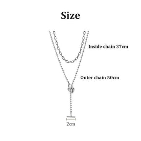 Lover Heart Padlock Necklace Double Layer Clavicle Chain