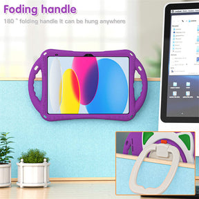 Cat Tablet Case For iPad 10th Kids Friendly with Handle Stand-Purple