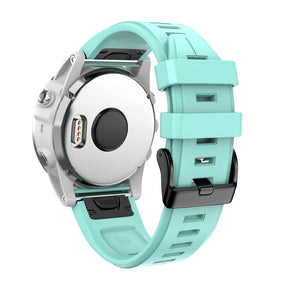 Silicone Replacement Band 20mm Quick Release Easy Fit For Garmin Fenix 5S/5S Plus/6S/6S Pro Smartwatch Black Steel Buckle-Teal