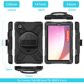 Tablet Case Heavy Duty with Swivel Stand for Lenovo Tab M8 4th Gen-Black