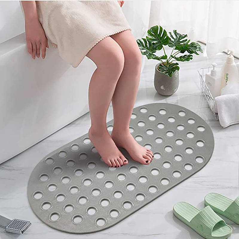 Soft Bathtub and Shower Mat Non Slip with Drain Holes-White