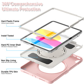 Tablet Case For iPad 10th Full Body Protection with 360¡ã Stand Portable-Pink