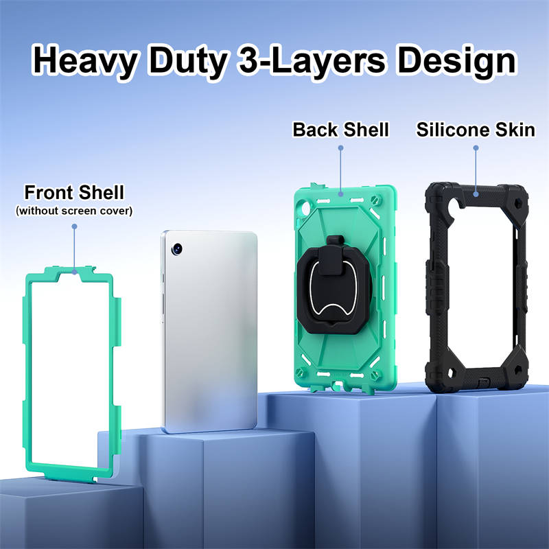 Heavy Duty Silicone Case with S Pen Holder Shoulder Strap for Samsung Tab A9-I