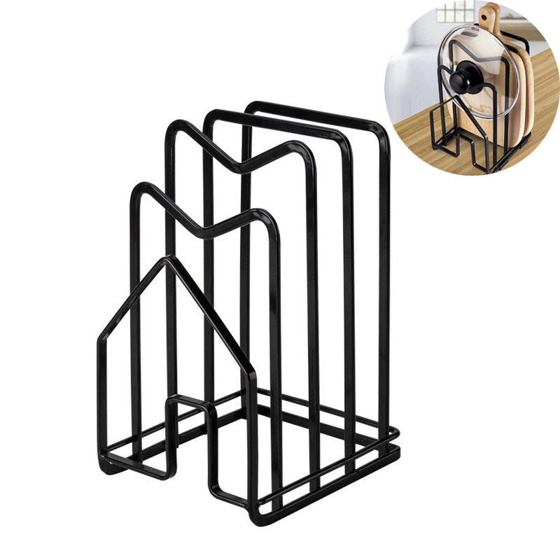 Cutting Board Holder Draining Multi-functional Pot Lid Organizer-Black