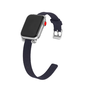 Slim Canvas Watch Band With Positioning Beads For Apple Watch SE/6/5/4/3/2/1(Dark Blue)