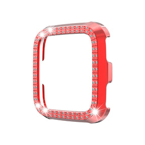 Double Row Diamond Bling Case For Fitbit Versa Cover-Red