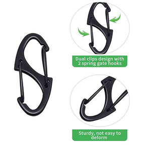 20 Pcs Upgraded Small Carabiner Clip Dual Wire Gate Snap Hook Keychain-Black