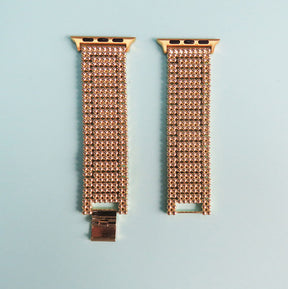 JZ Stainless Steel Watch Band Adjustable Wristbands for Apple IWatch Series SE/1/2/3/4/5/6 For Women-Rose Gold