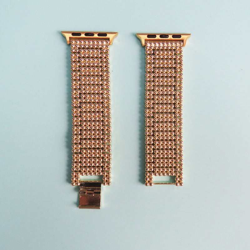 JZ Stainless Steel Watch Band Adjustable Wristbands for Apple IWatch Series SE/1/2/3/4/5/6 For Women-Rose Gold