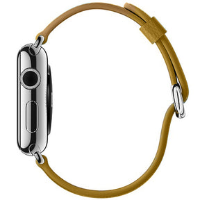 Litchi Pattern Leather Replacement Watch Band For iWatch Series SE/6/5/4/3/2/1-Yellow