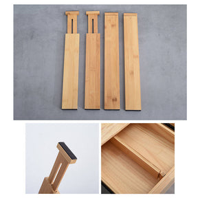 4 Packs Adjustable Bamboo Drawer Dividers for Kitchen Dresser Office