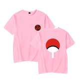 Mens Tops Japanese Anime Naruto Same Style Trend Short Sleeved T-shirt-B Pink