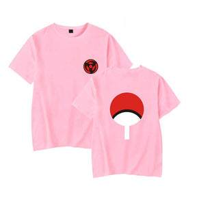 Mens Tops Japanese Anime Naruto Same Style Trend Short Sleeved T-shirt-B Pink