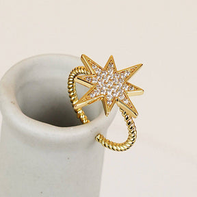 Gold Stack Twisted Ring Star Wrap Open Ring For Women