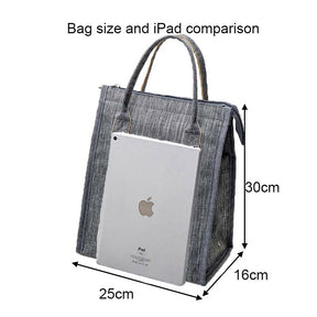 Waterproof Oxford Cloth Picnic Bag Insulated Lunch Bento Handbag-Grey