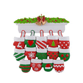 Christmas Hanging Ornament Personalized Mitten Family-14 Golves