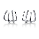 Minimalist Cuff Huggie Stud Earrings for Women Teen Girls-Silver