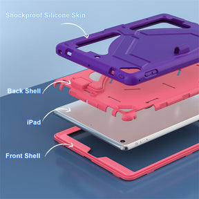 Tablet Case Kids Friendly with Pencil Holder for iPad 11 2020/2021/2022-PurpleRosered
