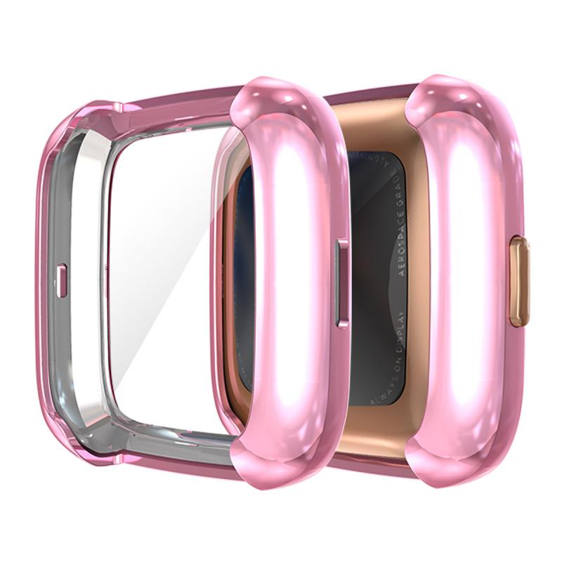 For Fitbit Versa Lite Electroplated Soft TPU Slim Watch Case -Pink