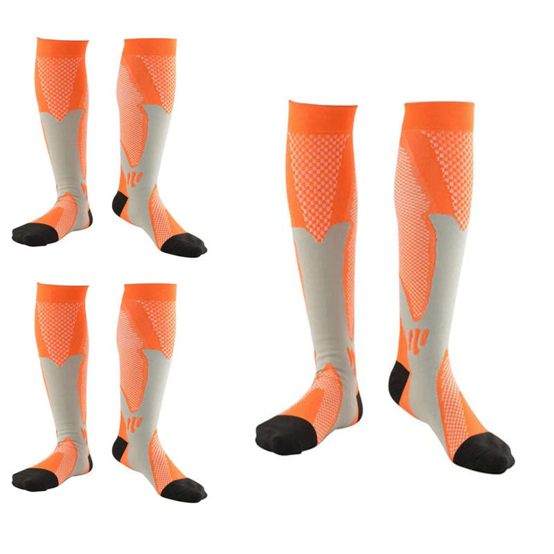 3 Pairs Sport Compression Socks Knee-Length for Nurse Edema Diabetic Sports Socks-Orange