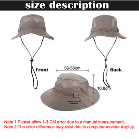 Sun Hat Wide Brim Fisherman Hat Safari Boonie Hat-Khaki