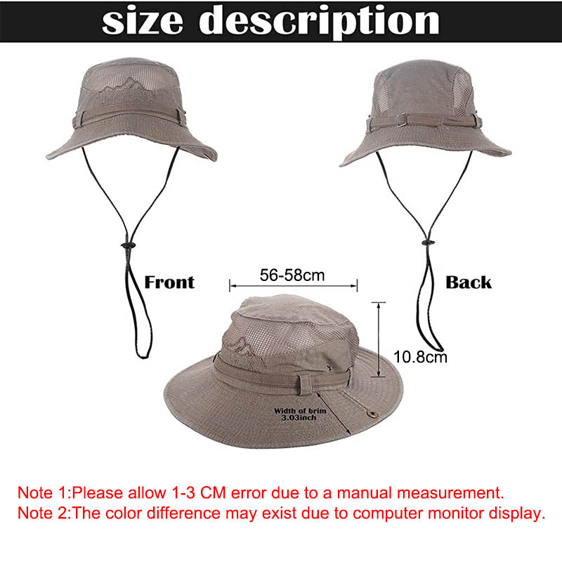 Sun Hat Wide Brim Fisherman Hat Safari Boonie Hat-Khaki