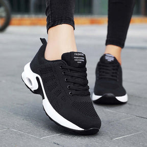 Womens Jogging Shoes Mesh Casual Lightweight Cushioned Sneakers-Black