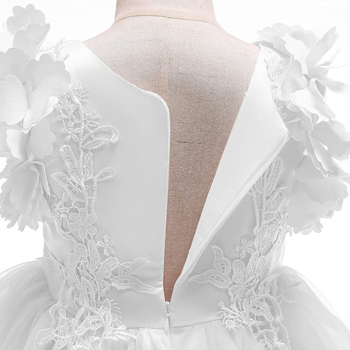 Princess Flower Girl Lace Dress Pageant Kids Christmas Party Dresses-White