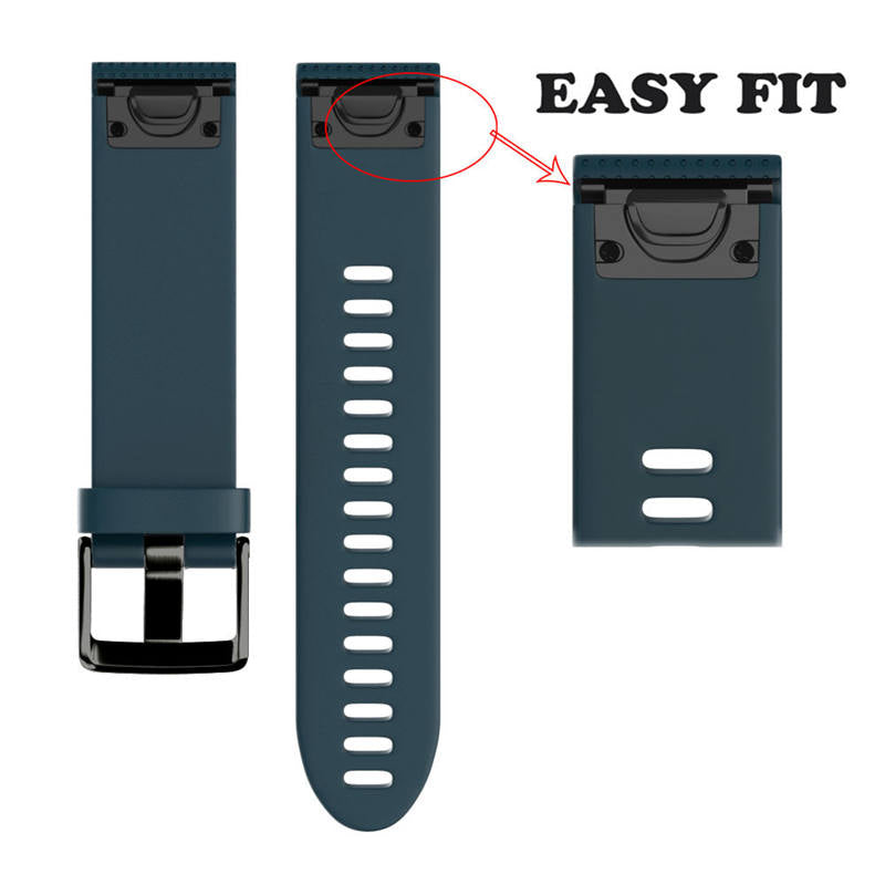 Watch Band For Garmin Fenix  Fenix 5S/ 5S Plus/6S/ 6S Pro Soft Silicone 20mm Replacement Strap Black Steel Buckle-Rock Cyan