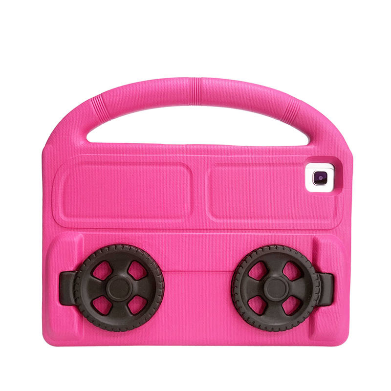 Wheel Samsung Tablet Case For Tab S P6 Lite/A7 (2020)/S5E (2019) Shockproof Stand Cover With Handle Stand-Rose