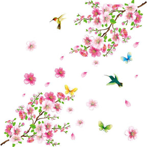 Creative Removable DIY Pink Peach Blossom Birds Art Decor Wall Stickers