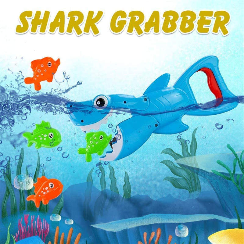 Kids Bath Toys Shark Grabber with Teeth Biting Action Include 4 Fish for Ages 4-8