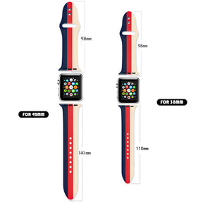 Soft Silicone Watch Bands Pattern Printed Band for iWatch Series6/5/4/3/2/1/SE-BlueRedKhaki