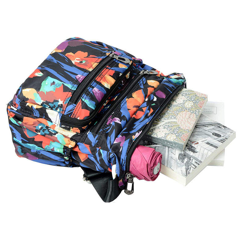 Women Nylon Floral Crossbody Bag Multi Pocket Shoulder Bag-Mini Flower