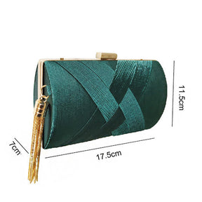 Womens Evening Clutch Bag Stain Fabric Bridal Purse For Wedding Prom Night Party-Champagne