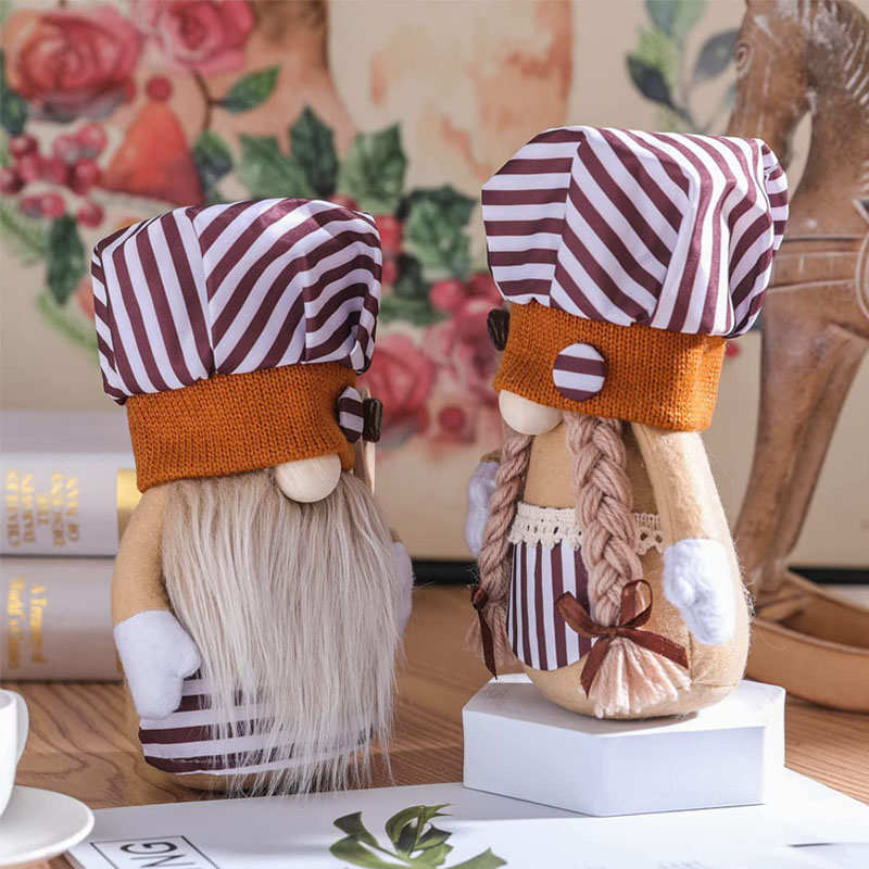 2 Pcs Coffee Gnomes Plush Home Kitchen Tray Decoration