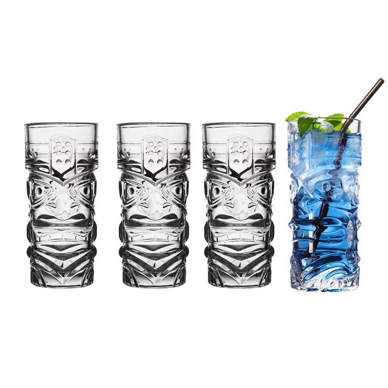4Pack 14oz Tiki Cocktail Glasses Bar Hawaiian Style Glass