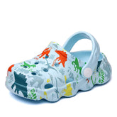 Kids Cute Cartoon Hole Shoes Little Dinosaur Beach Pool Slippers Boys and Girls-SkyBlue