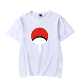 Mens Tops Japanese Anime Naruto Same Style Trend Short Sleeved T-shirt-A White