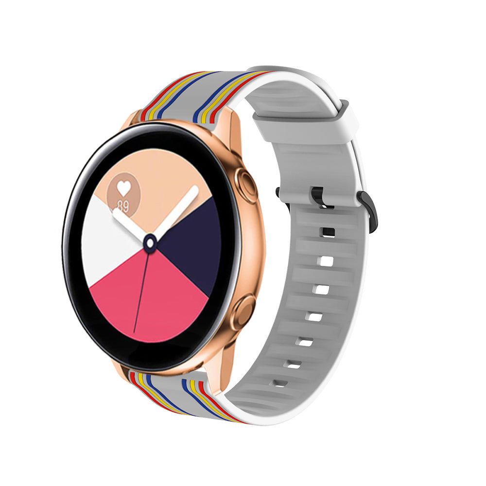 Silicone Band Striped Watch Band For Samsung Galaxy Watch 42/46mm Gear S3 Frontier/Classic(Rainbow White)
