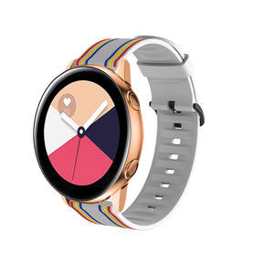 Silicone Band Striped Watch Band For Samsung Galaxy Watch 42/46mm Gear S3 Frontier/Classic(Rainbow White)