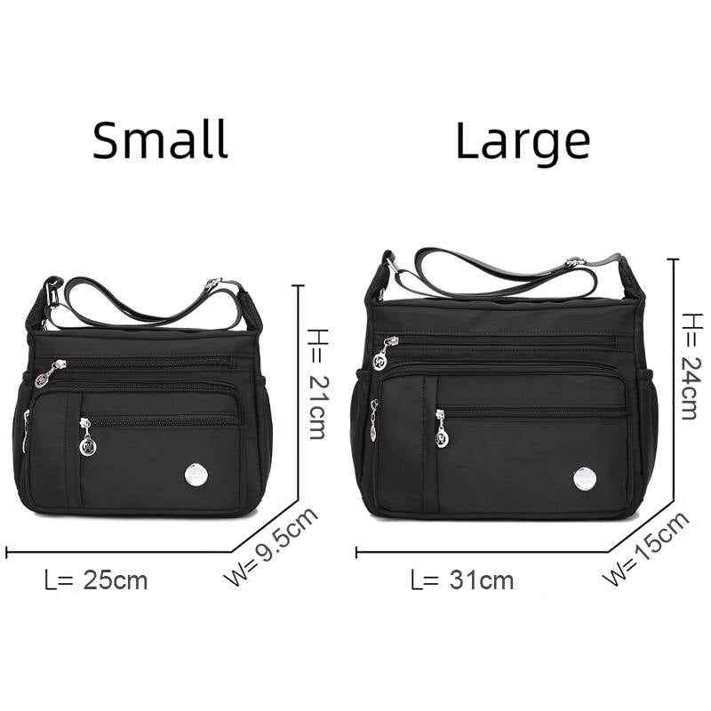 Women Shoulder Handbag Roomy Multiple Pockets Fashion Crossbody Purse-Black