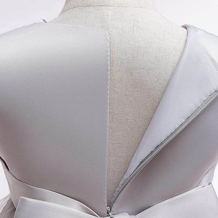 Girls Tulle Lace Flower Princess Wedding Dress For Toddler And Baby Girl-Gray