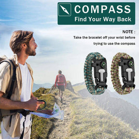 2Packs Hiking Gear Traveling Camping Gear Kit Bracelet Adjustable-C