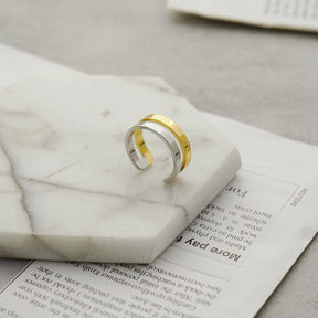 Simple Two Tone Ladies Finger Ring